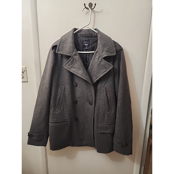 Gap Wool Coat Jacket Gray Double Breasted Pea Coat Women Size S - Picture 1 of 16